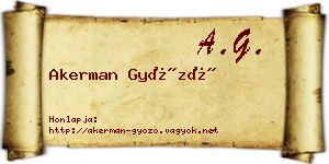 Akerman Győző névjegykártya